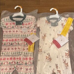 Burt's Bees Baby Festive and Deer Print One Pieces